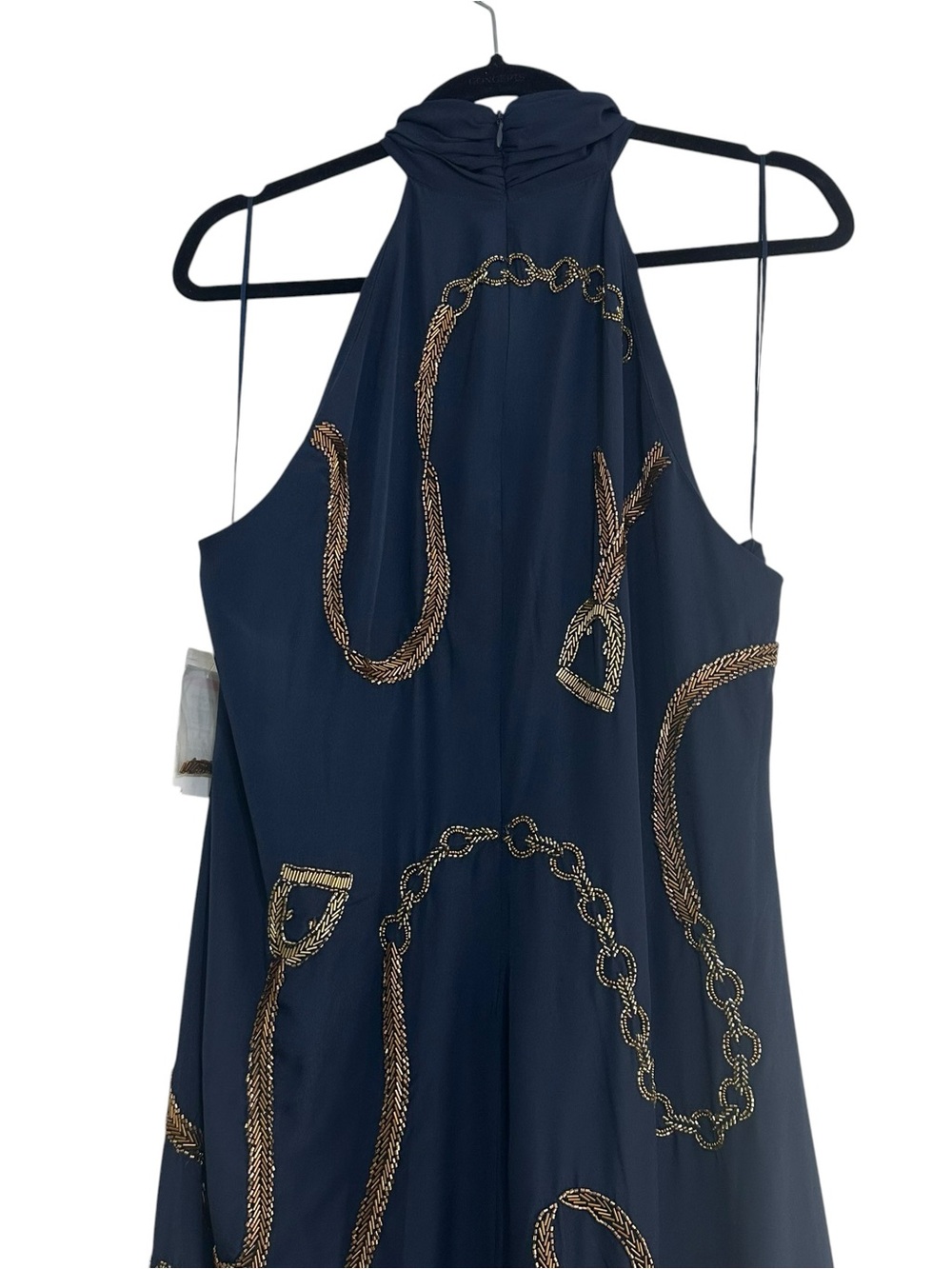 Lauren Ralph Lauren Embellished Sequin Halter Dress, Size 14 Navy Blue - Picture 6 of 12